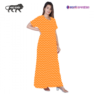 2 2 300x300 - Dots Cotton Tangy Orange Pocket Nighty